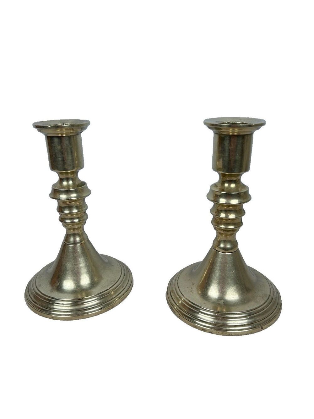 Solid Brass Rostand #40 set 2 heavy sandcast knops beehive 6 inch candle holder